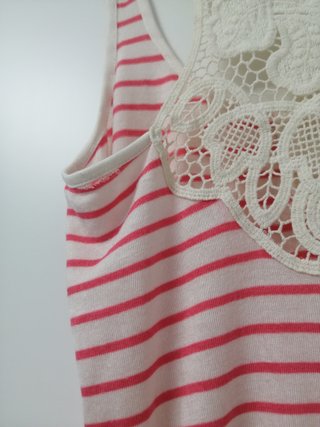 Camiseta tirantes rayas rosa y blanco