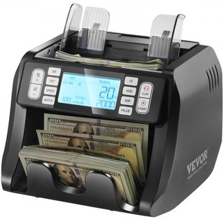 Máquina Contadora de Dinero, Contador de Billetes con Detección de Falsificaciones UV, MG, IR y DD, Máquina de Conteo de Efectivo en USD y EUR con Modos de Suma y Lote, Pantalla LCD Grande y Panta...
