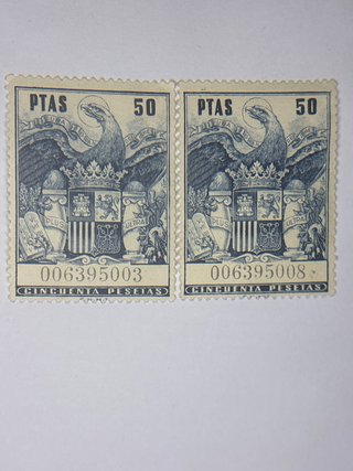 2 Sellos 50 Pesetas Águila y Escudo