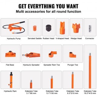 Kit Porta Poder de 4 Toneladas, Gato Hidráulico Portátil con Manguera de Aceite de 3.9 pies/1.2 m, Kit de Reparación de Estructura de Carro con Estuche de Almacenamiento para Reparación de Autos, ...