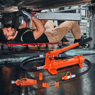 Kit Porta Poder de 4 Toneladas, Gato Hidráulico Portátil con Manguera de Aceite de 3.9 pies/1.2 m, Kit de Reparación de Estructura de Carro con Estuche de Almacenamiento para Reparación de Autos, ...