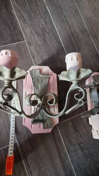 Lampadario e applique vintage legno