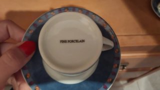 Juego de café de porcelana fina azul y blanco