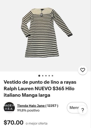 Vestido Rayas Ralph Lauren Blanco y Negro
