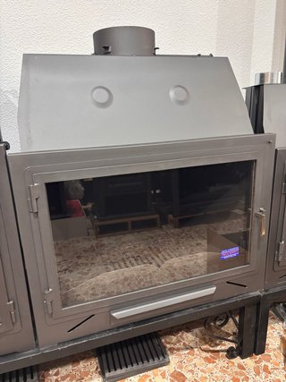 Barbacoa Hogar Leña Metal. Puerta cristal  92 anch