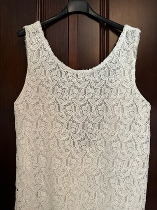 Vestido boho blanco encaje con espalda de flecos