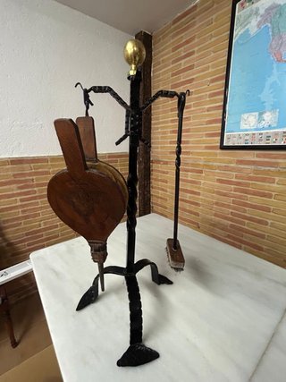 Juego / Soporte de Chimenea en Hierro Forjado
