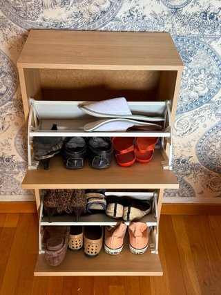 Zapatero dos compartimentos, efecto roble.