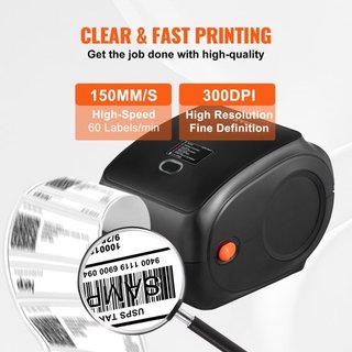 Impresora de Etiquetas Térmicas, 300DPI para Paquetes de Envío de 4x6, Bluetooth Inalámbrico y Reconocimiento Automático de Etiquetas, Compatible con Windows/MacOS/Linux/Android/IOS, Compatible co...