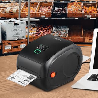Impresora de Etiquetas Térmicas, 300DPI para Paquetes de Envío de 4x6, Bluetooth Inalámbrico y Reconocimiento Automático de Etiquetas, Compatible con Windows/MacOS/Linux/Android/IOS, Compatible co...