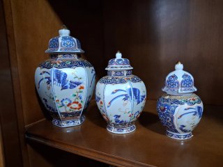 Juego Vintage Porcelana Azul y Multicolor