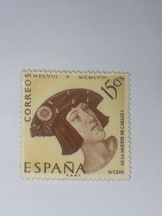 Sello España 15 céntimos Carlos I