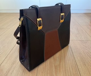 Bolso vintage negro y marrón años 60 70