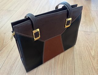 Bolso vintage negro y marrón años 60 70