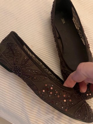 Bailarinas bordadas semitransparentes  Zara nuevas