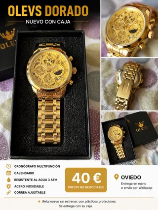 Reloj Olevs Dorado Multifunción Nuevo