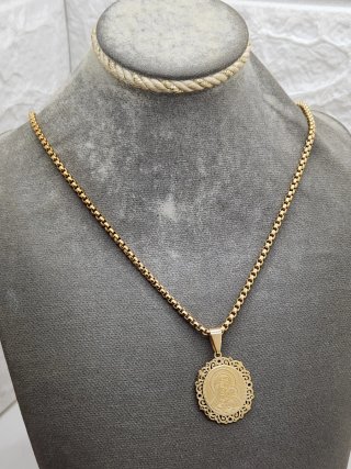 Medalla Virgen Acero Quirúrgico Chapado Oro