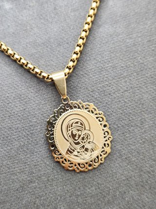 Medalla Virgen Acero Quirúrgico Chapado Oro