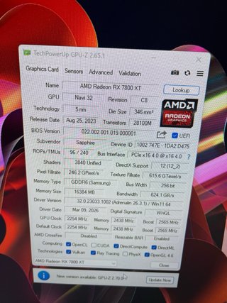 Tarjeta Gráfica Sapphire NITRO RX 7800xt#278996