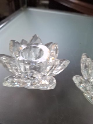 2 Candelabros de Cristal Flor