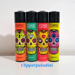 4 Accendini Clipper Design Teschio Messicano