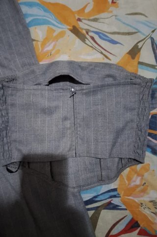 Completo pantaloni + top + coprispalla grigio