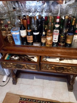 Mueble Bar Antiguo Madera y Cristal