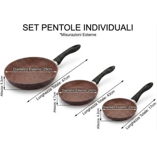 Set 3 Padelle Pietra Lavica Royal+
