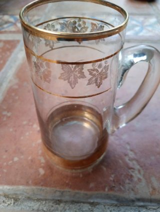 5 Jarras Vintage Art-Deco Cristal Doradas Años 60