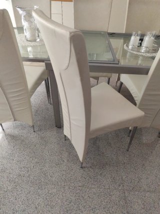6 Sillas Comedor Piel Blanca