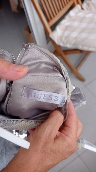 Vestido Fiesta GUESS Terciopelo Lentejuelas Gris D