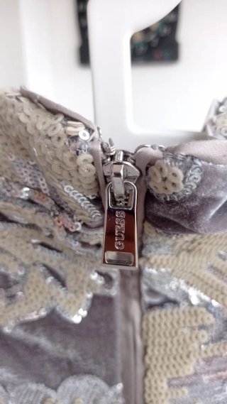 Vestido Fiesta GUESS Terciopelo Lentejuelas Gris D
