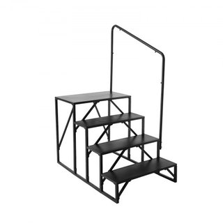 Escalones para RV, Escaleras de 4 Pasos para RV, Capacidad de Carga de 440 LBS/199.6 kg, Acero Carbono Reforzado, Con Pasamanos, Pasos Antideslizantes para Entrada y Salida Segura, Adecuado para R...