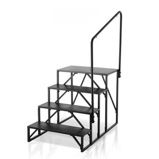 Escalones para RV, Escaleras de 4 Pasos para RV, Capacidad de Carga de 440 LBS/199.6 kg, Acero Carbono Reforzado, Con Pasamanos, Pasos Antideslizantes para Entrada y Salida Segura, Adecuado para R...