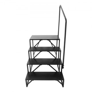 Escalones para RV, Escaleras de 4 Pasos para RV, Capacidad de Carga de 440 LBS/199.6 kg, Acero Carbono Reforzado, Con Pasamanos, Pasos Antideslizantes para Entrada y Salida Segura, Adecuado para R...