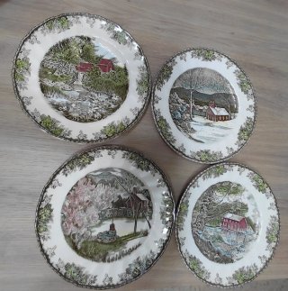 12 Platos Johnson Bros Porcelana Escena Rural