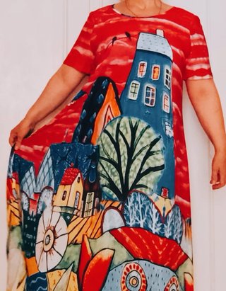 Vestito estivo lungo stampa artistica