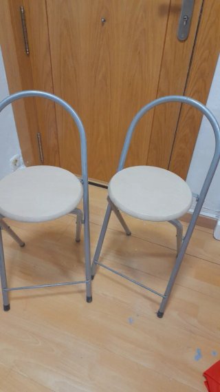 2 Banquetas Plegables Madera y Metal