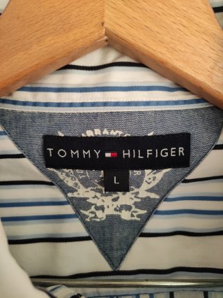 Camisa Tommy Hilfiger L rayas blanco azul