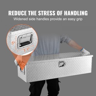 Caja de Herramientas de Aluminio de Alta Resistencia para Cama de Camión, Caja de Herramientas de Placa de Diamante con Mango Lateral y Llaves de Bloqueo, Caja Organizadora de Herramientas para Pi...
