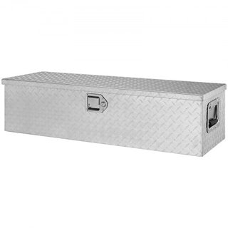 Caja de Herramientas de Aluminio de Alta Resistencia para Cama de Camión, Caja de Herramientas de Placa de Diamante con Mango Lateral y Llaves de Bloqueo, Caja Organizadora de Herramientas para Pi...