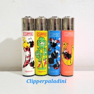 4 Accendini Clipper - Peperoncino, Quadrifoglio, C