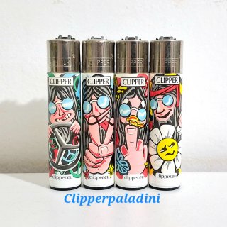4 Accendini Clipper Design Hippie