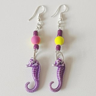 Pendientes Caballito de Mar Morado