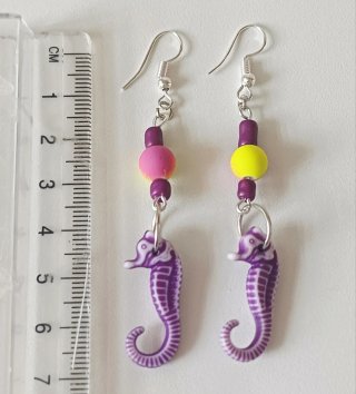 Pendientes Caballito de Mar Morado