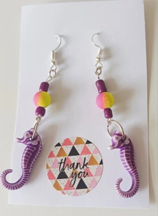 Pendientes Caballito de Mar Morado