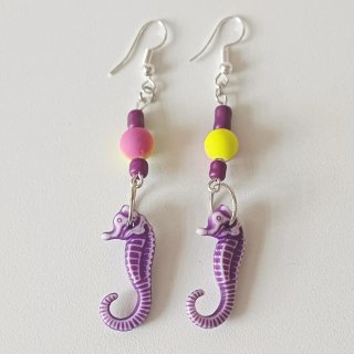 Pendientes Caballito de Mar Morado