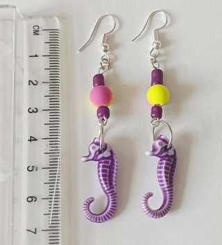 Pendientes Caballito de Mar Morado