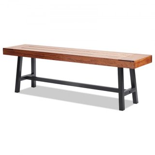 Banco al Aire Libre, Banco de Jardín de Madera de 63 pulgadas con Pierna de Metal para Exteriores, Banco con Capacidad de Carga de 500 lbs, Banco de Jardín de Exterior, Banco de Comedor para Patio...