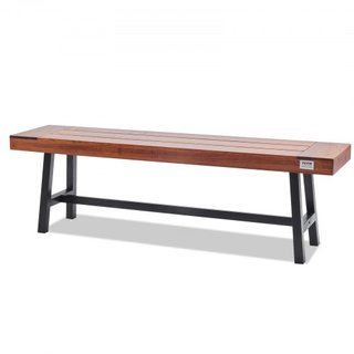 Banco al Aire Libre, Banco de Jardín de Madera de 63 pulgadas con Pierna de Metal para Exteriores, Banco con Capacidad de Carga de 500 lbs, Banco de Jardín de Exterior, Banco de Comedor para Patio...
